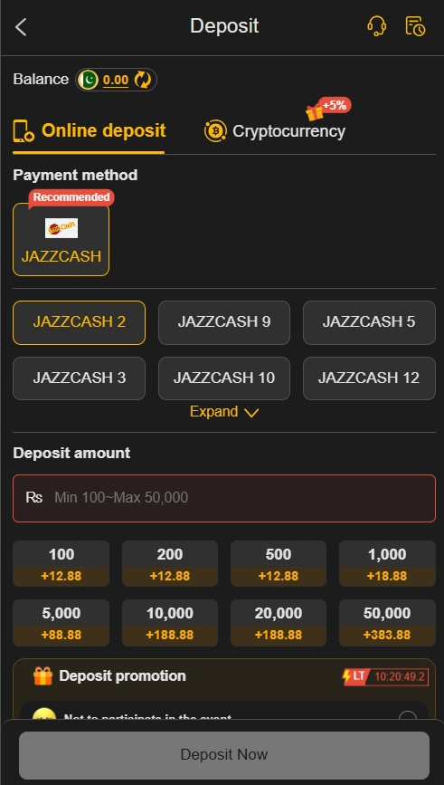 188PKR Game deposit